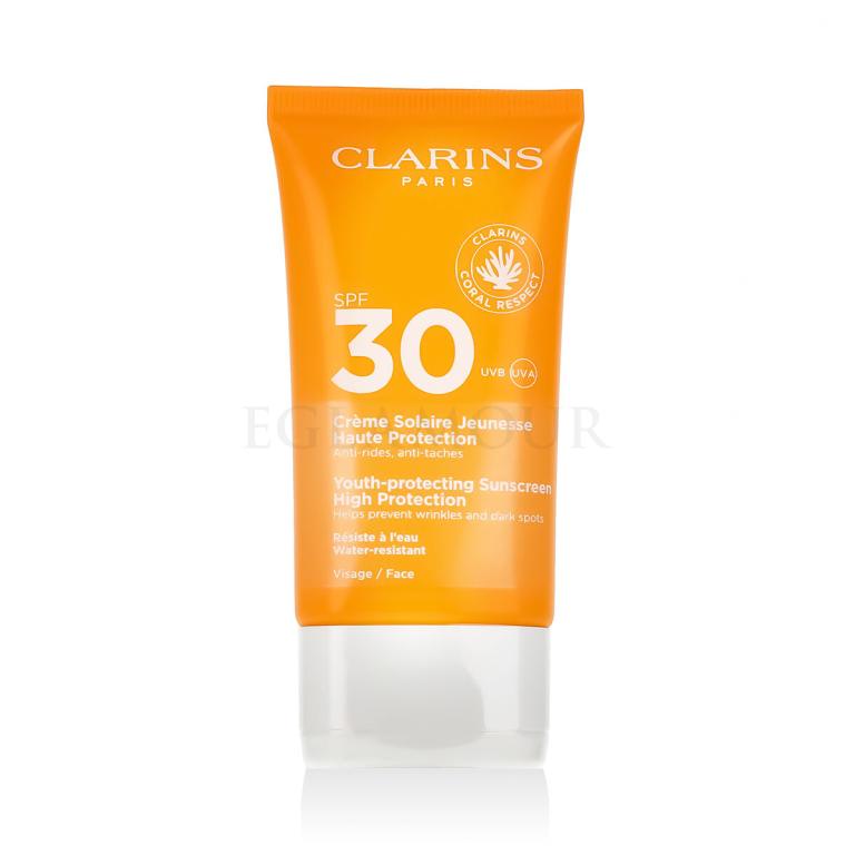 Clarins Sun Care Youth-Protecting Face Sunscreen SPF30 Preparat do opalania twarzy dla kobiet 50 ml