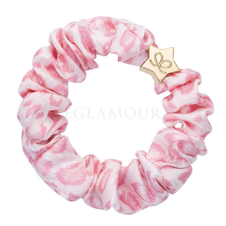 By Eloise London Silk Scrunchie Gold Star Gumka do włosów dla kobiet 1 szt Odcień Pink Leopard