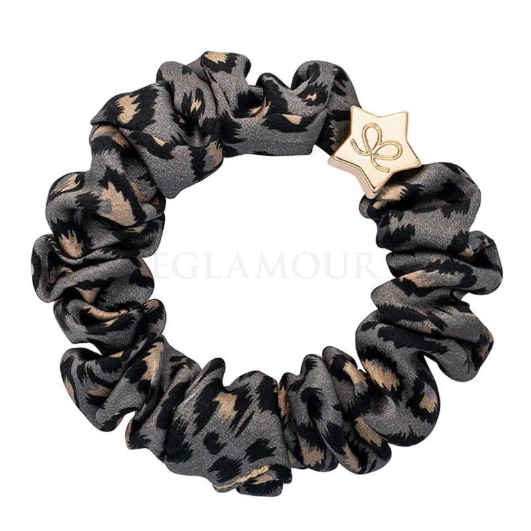 By Eloise London Skinny Silk Scrunchie Gold Star Gumka do włosów dla kobiet 1 szt Odcień Grey Leopard