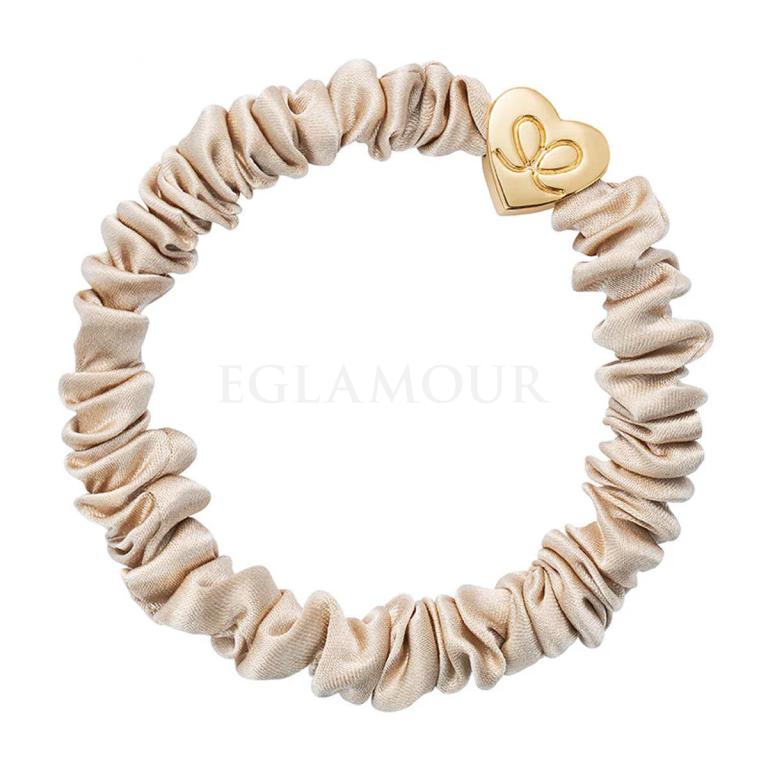 By Eloise London Skinny Silk Scrunchie Gold Heart Gumka do włosów dla kobiet 1 szt Odcień Sand
