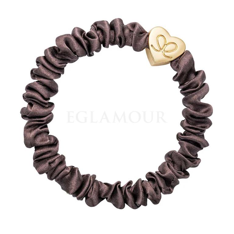 By Eloise London Skinny Silk Scrunchie Gold Heart Gumka do włosów dla kobiet 1 szt Odcień Mocha