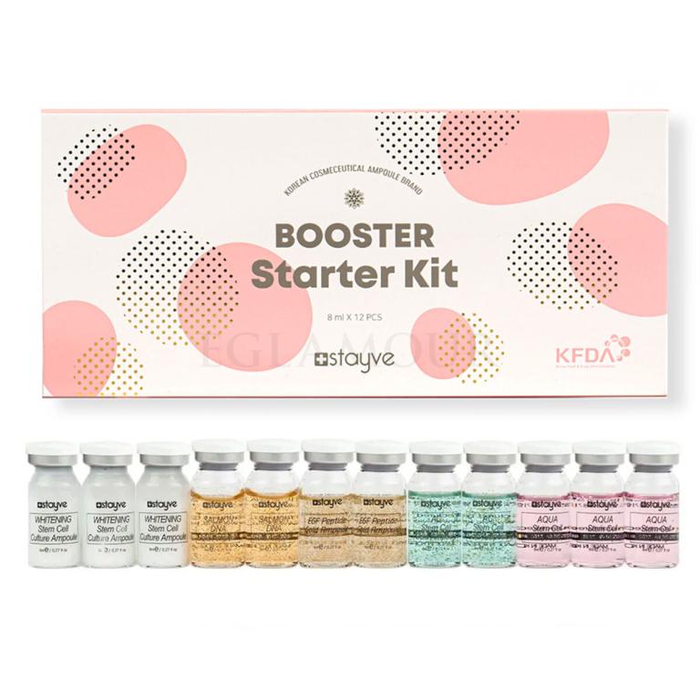 Stayve Booster Starter Kit Zestaw serum do twarzy Whitening Stem Cell Culture Ampoule 3 x 8 ml + serum do twarzy Aqua Stem Cell Culture Ampoule 3 x 8 ml + serum do twarzy EGF Peptide Gold Ampoule 2 x 8 ml + serum do twarzy Salmon DNA 2 x 8 ml + serum do twarzy AC Stem Cell 2 x 8 ml