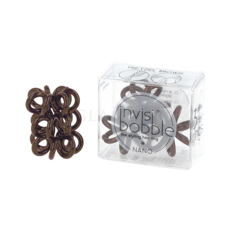 Invisibobble Nano Hair Ring Gumka do włosów dla kobiet 3 szt Odcień Pretzel Brown - hnědá
