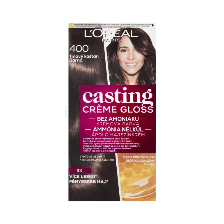 L&#039;Oréal Paris Casting Creme Gloss Farba do włosów dla kobiet 48 ml Odcień 400 Dark Brown
