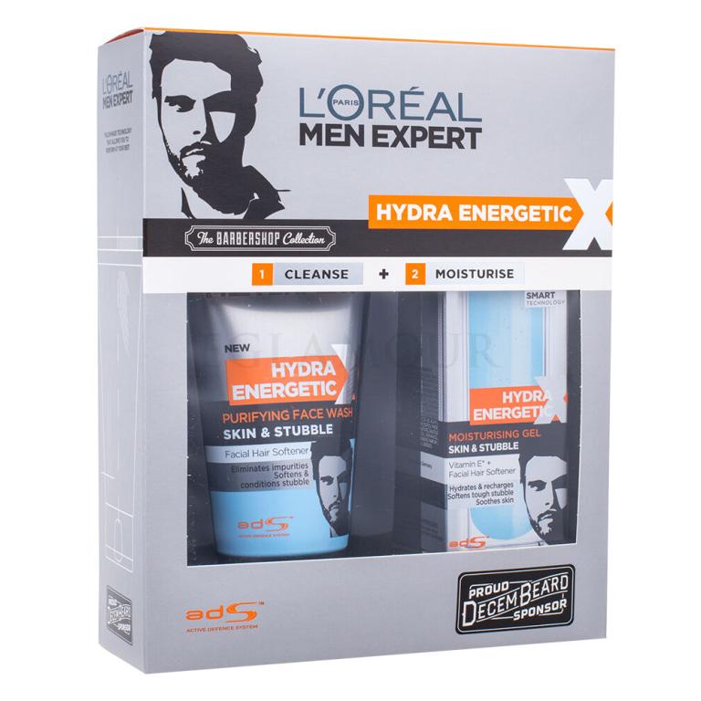 L&#039;Oréal Paris Men Expert Hydra Energetic Zestaw Cleansing foam Skin &amp; Stubble Purifying Face Wash 150 ml + Skin &amp; Stubble Moisturising Gel 50 ml