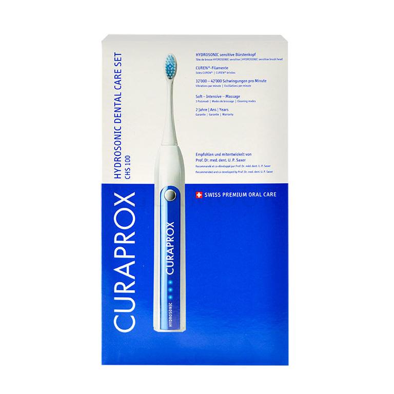 Curaprox CHS 100 Hydrosonic Zestaw 1x Sonic toothbrush + 2x Cleaning head + 3x Interdental toothbrush + 15ml Toothpaste + 1x Charger + Travel case Uszkodzone pudełko