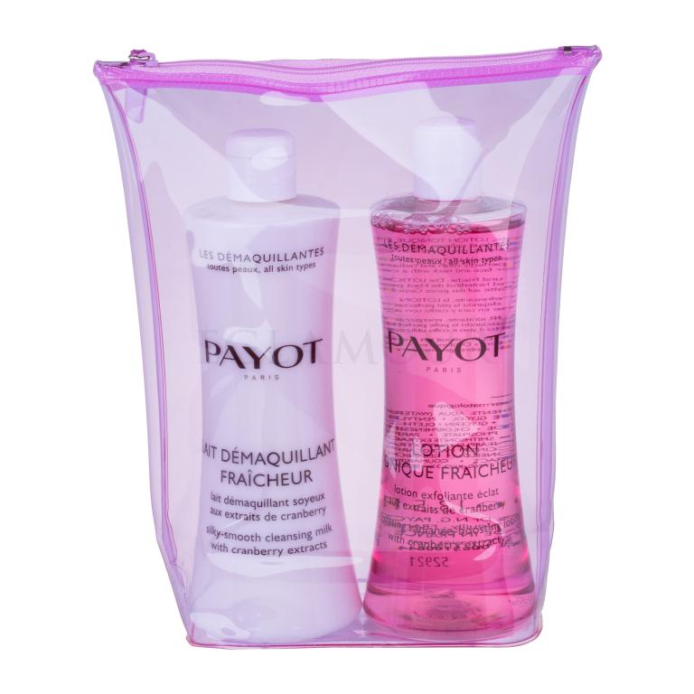 PAYOT Les Démaquillantes Zestaw Silky Smooth Cleansing Milk 400 ml + Exfoliating Radiance-Boosting Lotion 400 ml + Cosmetic Bag