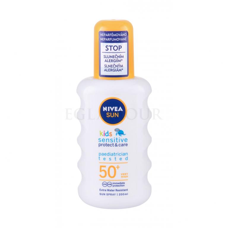 Nivea Sun Kids Protect &amp; Sensitive Sun Spray SPF50+ Preparat do opalania ciała dla dzieci 200 ml