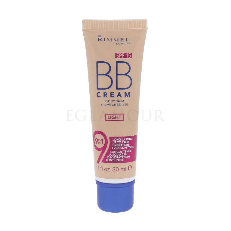 Rimmel London BB Cream 9in1 SPF15 Krem BB dla kobiet 30 ml Odcień Light