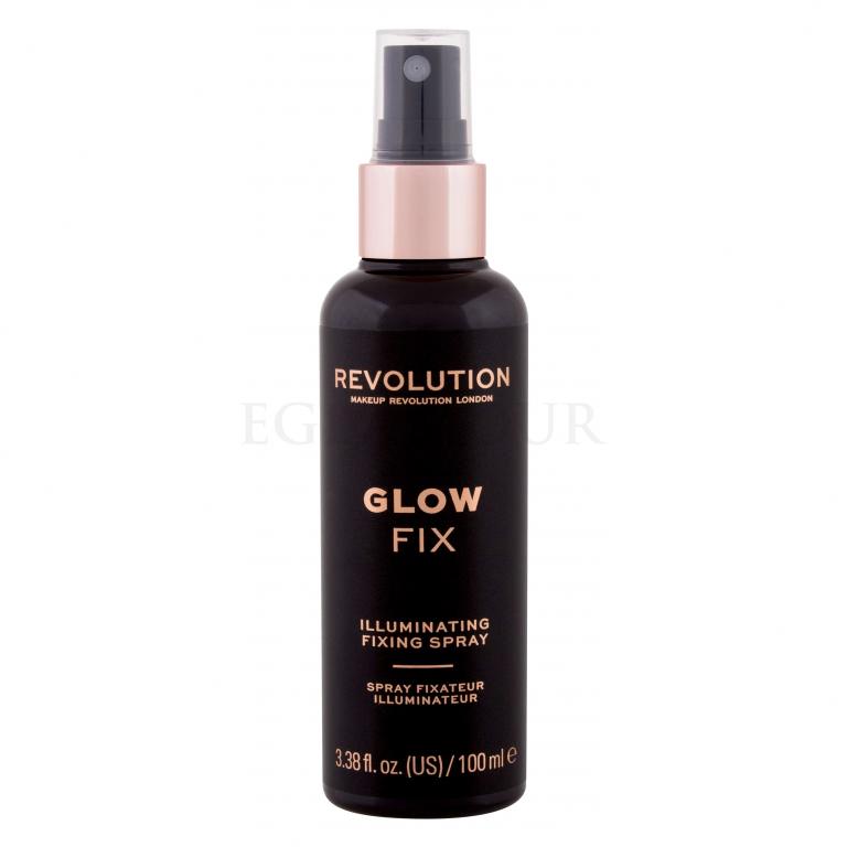 Makeup Revolution London Glow Fix Illuminating Fixing Spray Utrwalacz makijażu dla kobiet 100 ml
