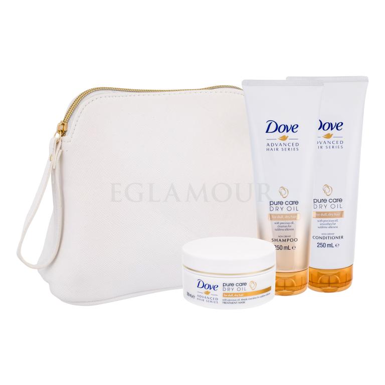 Dove Advanced Hair Series Pure Care Dry Oil Zestaw Szampon 250 ml + Odżywka 250 ml + Maska do włosów 200 ml + Kosmetyczka