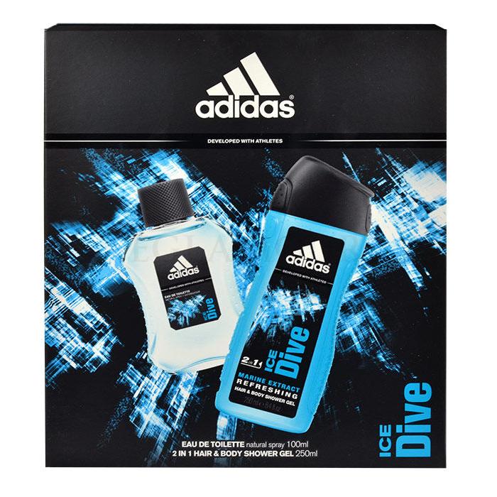 Adidas Ice Dive Zestaw Edt 100ml + 250ml Żel pod prysznic Uszkodzone pudełko