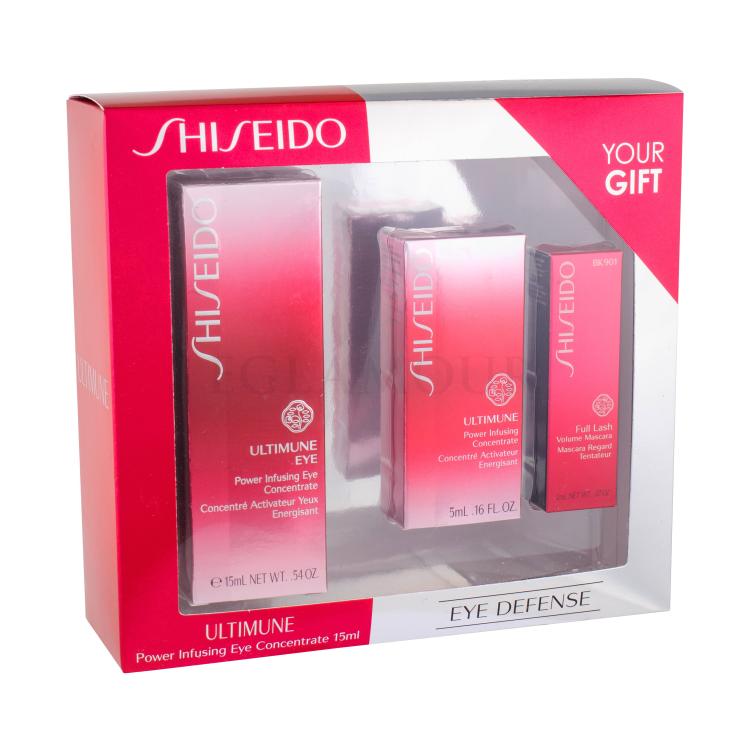 Shiseido Ultimune Power Infusing Eye Concentrate Zestaw Krem pod oczy 15 ml + Serum do twarzy 5 ml + Tusz do rzęs Full Lash Volume Mascara 2 ml BK901