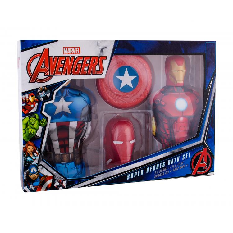 Marvel Avengers Zestaw Żel pod prysznic Captain America 350 ml + Żel pod prysznic Iron Man 350 ml + Mydło Captain America 180 g + Mydło Iron Man 180 g