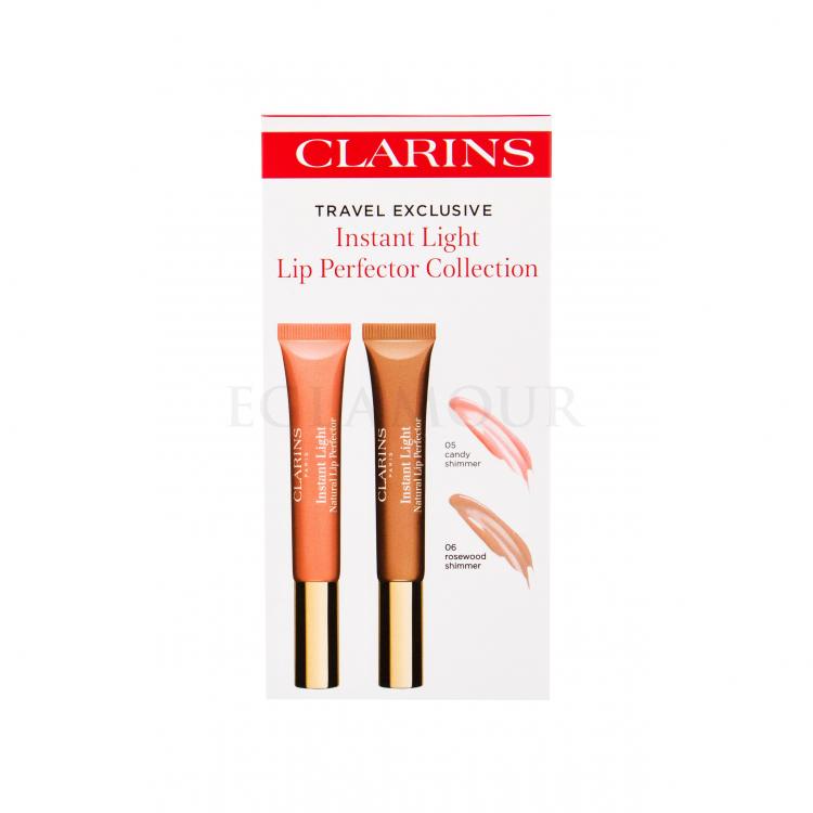 Clarins Instant Light Natural Lip Perfector Zestaw Błyszczyk do ust 12 ml + Błyszczyk do ust 12 ml 06 Rosewood Shimmer