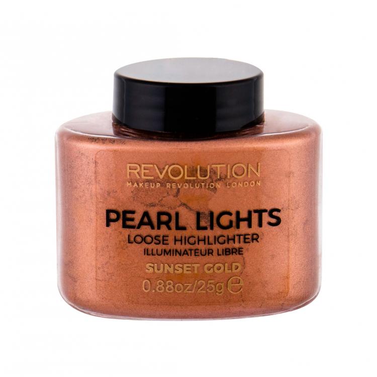 Makeup Revolution London Pearl Lights Rozświetlacz dla kobiet 25 g Odcień Sunset Gold