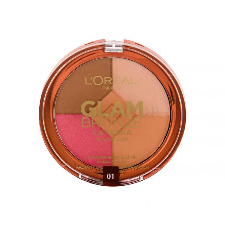 L&#039;Oréal Paris Glam Bronze La Terra Healthy Glow Bronzer dla kobiet 6 g Odcień 01 Light Laguna