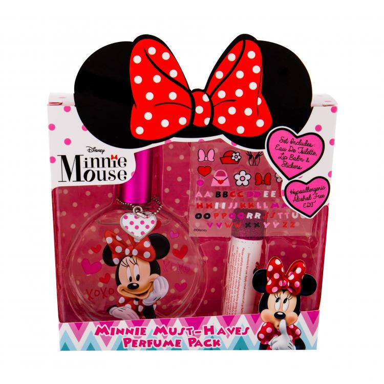 Disney Minnie Mouse Zestaw Edt 50 ml + Balsam do ust 3,5 g + Naklejki