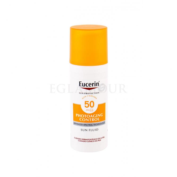 Eucerin Sun Protection Photoaging Control Face Sun Fluid SPF50 Preparat do opalania twarzy dla kobiet 50 ml Uszkodzone pudełko
