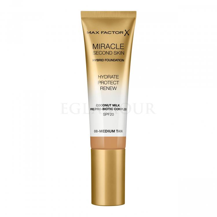 Max Factor Miracle Second Skin SPF20 Podkład dla kobiet 30 ml Odcień 08 Medium Tan