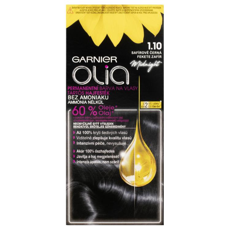 Garnier Olia Permanent Hair Color Farba do włosów dla kobiet 50 g Odcień 1,10 Black Sapphire