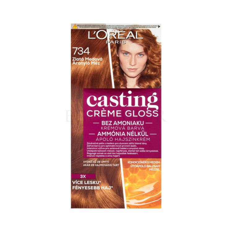 L&#039;Oréal Paris Casting Creme Gloss Farba do włosów dla kobiet 48 ml Odcień 734 Golden Honey