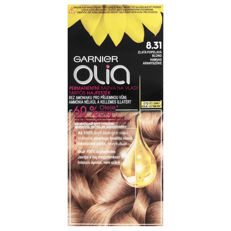 Garnier Olia Permanent Hair Color Farba do włosów dla kobiet 50 g Odcień 8,31 Golden Ashy Blonde