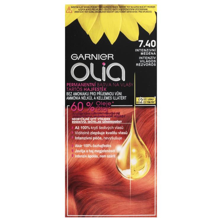 Garnier Olia Permanent Hair Color Farba do włosów dla kobiet 50 g Odcień 7,40 Intense Copper