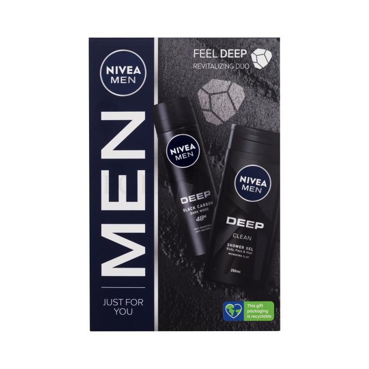 Nivea Men Deep Revitalizing Duo Zestaw Żel pod prysznic 250 ml + antyperspirant 150 ml