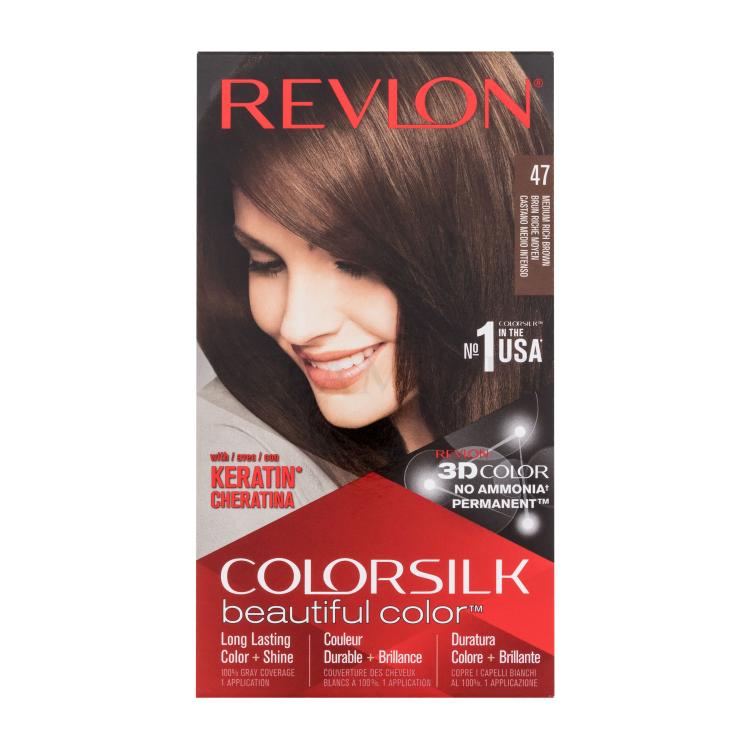 Revlon Colorsilk Beautiful Color Farba do włosów dla kobiet Odcień 47 Medium Rich Brown Zestaw