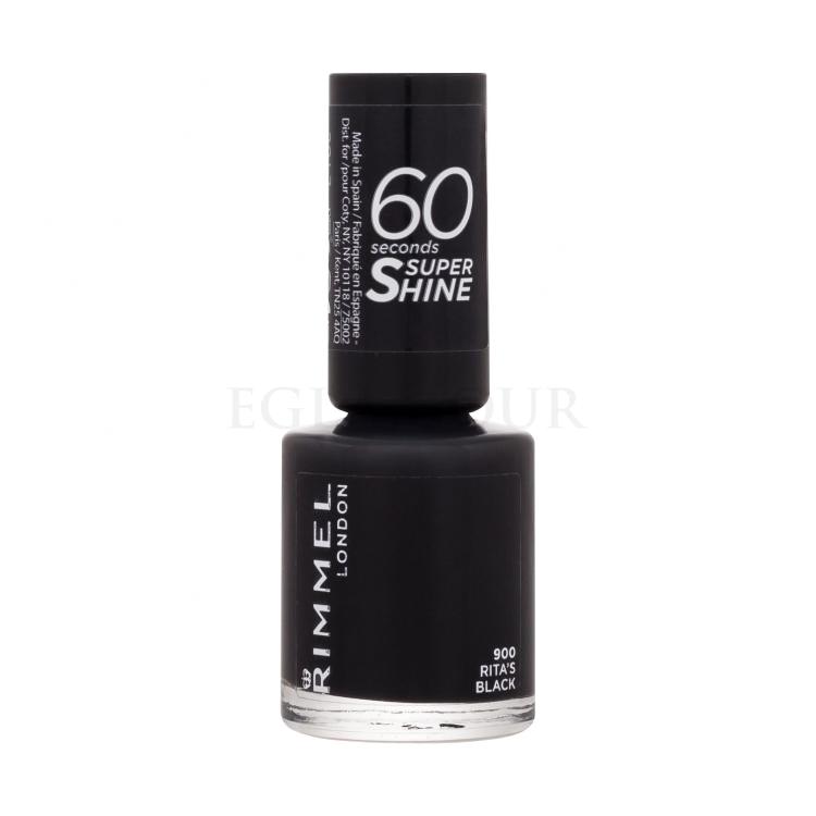 Rimmel London 60 Seconds Super Shine Lakier do paznokci dla kobiet 8 ml Odcień 900 Rita´s Black