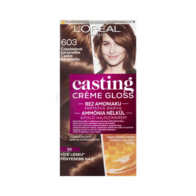 L&#039;Oréal Paris Casting Creme Gloss Farba do włosów dla kobiet 48 ml Odcień 603 Chocolate Caramel