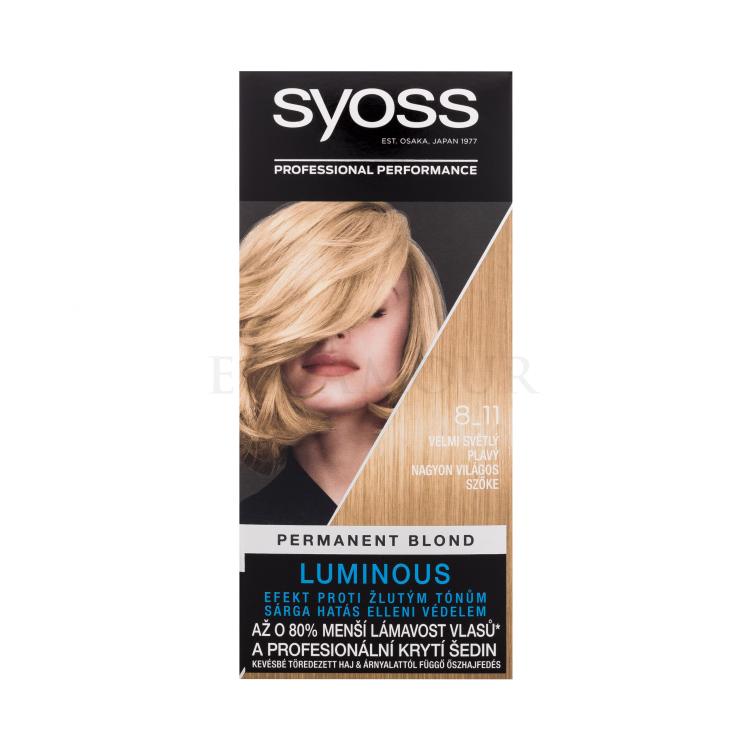 Syoss Permanent Coloration Permanent Blond Farba do włosów dla kobiet 50 ml Odcień 8-11 Very Light Blond