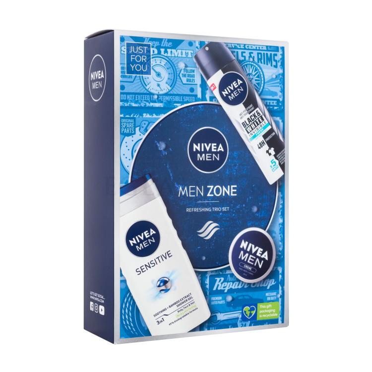 Nivea Men Zone Zestaw Żel pod prysznic 250 ml + antyperspirant 150 ml + uniwersalny krem 30 ml Uszkodzone pudełko