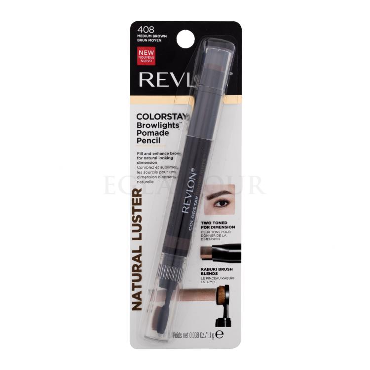 Revlon Colorstay Browlights Pomade Pencil Kredka do brwi dla kobiet 1,1 g Odcień 408 Medium Brown