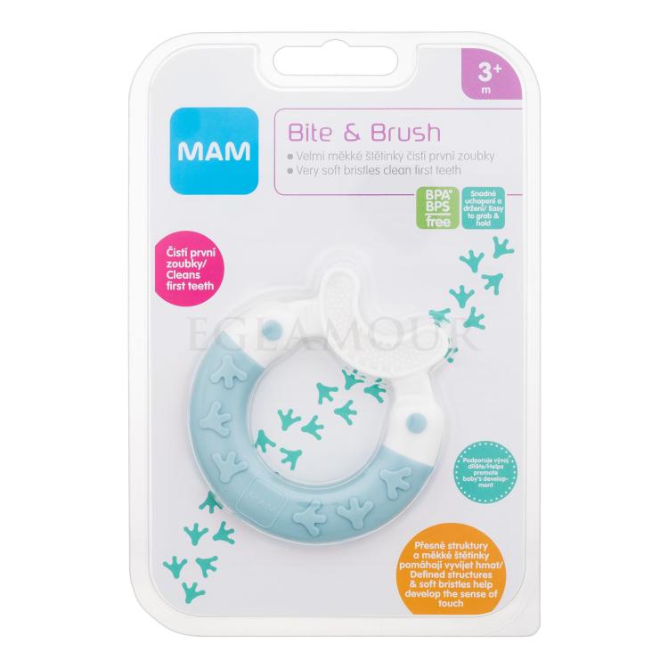 MAM Bite &amp; Brush Teether 3m+ Turquoise Szczoteczka do zębów dla dzieci 1 szt