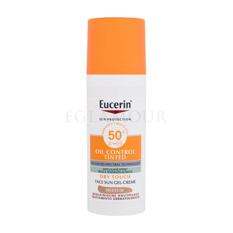 Eucerin Sun Oil Control Tinted Dry Touch Sun Gel-Cream SPF50+ Preparat do opalania twarzy 50 ml Odcień Medium