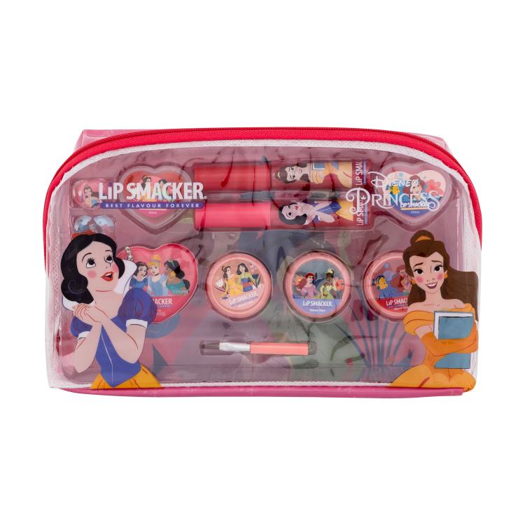 Lip Smacker Disney Princess Essential Makeup Bag Zestaw błyszczyk do ust 2 x 2 ml + kremowy błyszczyk do ust 2 x 0,8 g + krem rozświetlający 3 x 1,6 g + pierścionek 2 sztuki + breloczek + aplikator + kosmetyczka