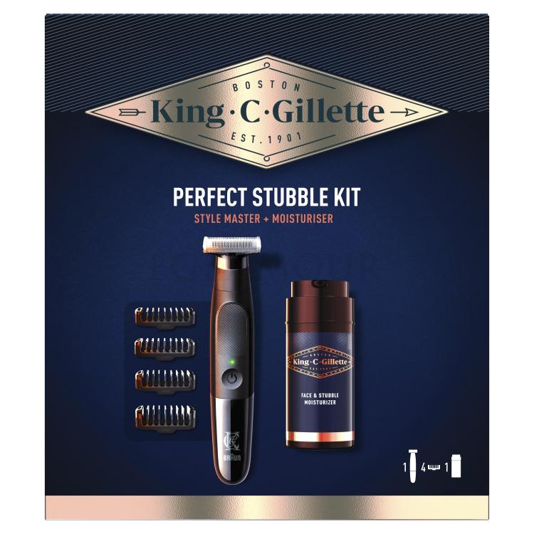Gillette King C. Style Master Kit Zestaw trymer Style Master 1 szt. + wymienne nasadki grzebieniowe 4 szt. + krem nawilżający King C Gillette 100 m