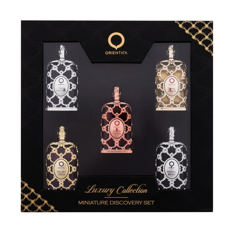 Orientica Luxury Collection Zestaw woda perfumowana Royal Amber 7,5 ml + woda perfumowana Royal Bleu 7,5 ml + woda perfumowana Velvet Gold 7,5 ml + woda perfumowana Oud Safron 7,5 ml + woda perfumowana Amber Rouge 7,5 ml