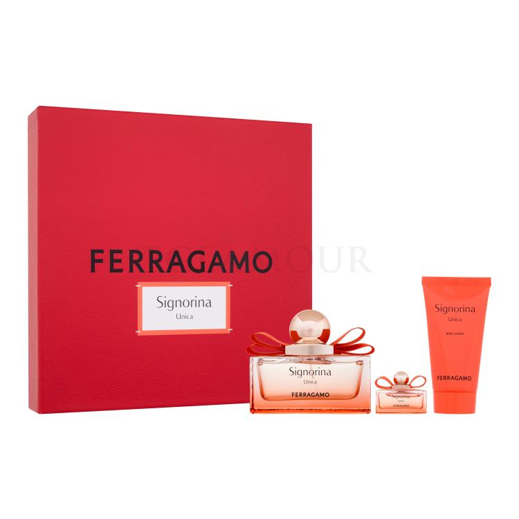 Ferragamo Signorina Unica Zestaw woda perfumowana 100 ml + mleczko do ciała 50 ml + woda perfumowana 5 ml
