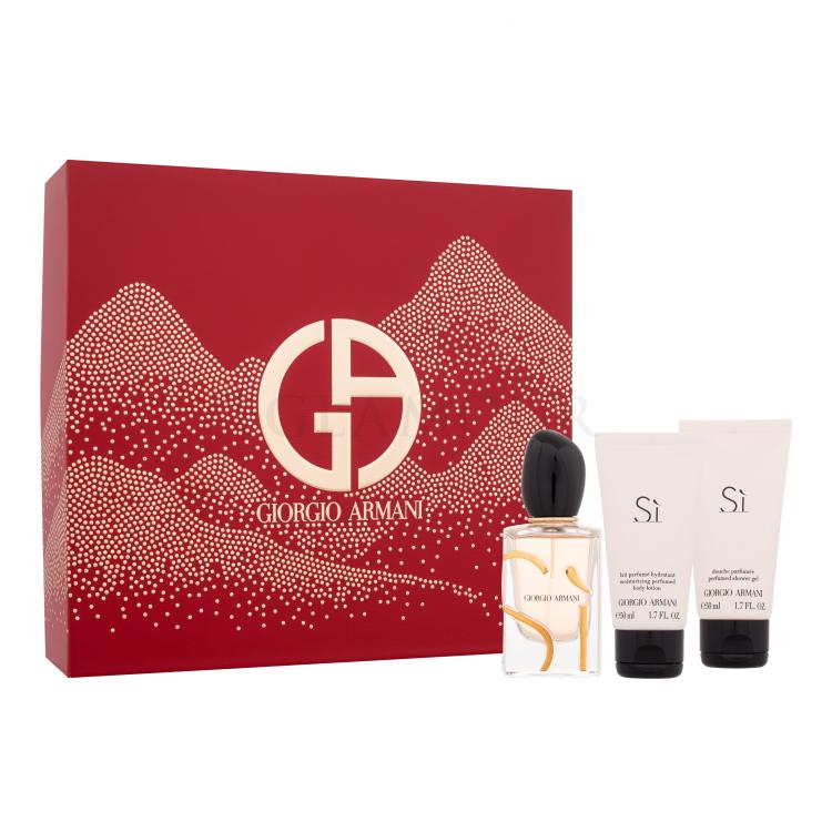 Giorgio Armani Sì Zestaw woda perfumowana 50 ml + mleczko do ciała 50 ml + żel pod prysznic 50 ml