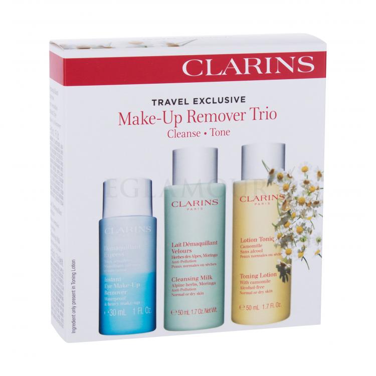 Clarins Make-Up Remover Trio Zestaw 30ml Instant Eye Make-Up Remover + 50ml Cleansing Milk With Alpine Herbs+ 50ml Toning Lotion With Camomile