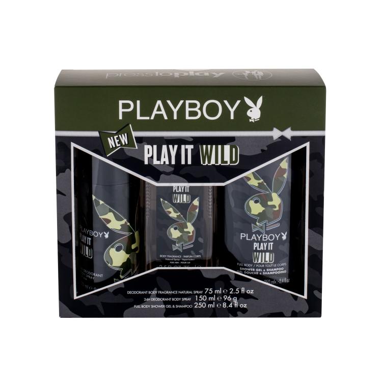 Playboy Play It Wild Zestaw Deodorant 150ml + 250ml Żel pod prysznic + 75ml Deodorant