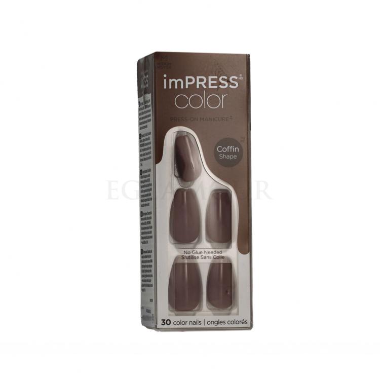 Kiss imPRESS Color Coffin Shape Sztuczne paznokcie dla kobiet Odcień 507 Dusk Till Dawn Zestaw
