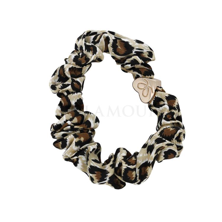 By Eloise London Silk Scrunchie Gold Heart Gumka do włosów dla kobiet 1 szt Odcień Leopard