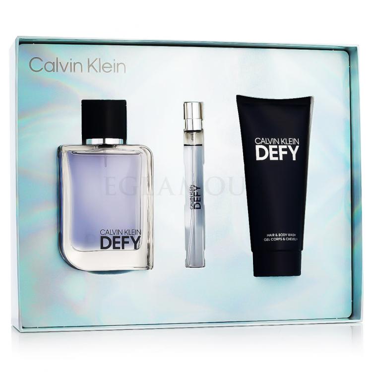 Calvin Klein Defy Zestaw woda toaletowa 100 ml + żel pod prysznic 100 ml + woda toaletowa 10 ml