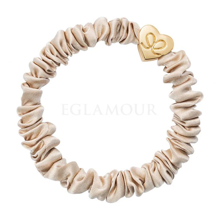 By Eloise London Skinny Silk Scrunchie Gold Heart Gumka do włosów dla kobiet 1 szt Odcień Sand