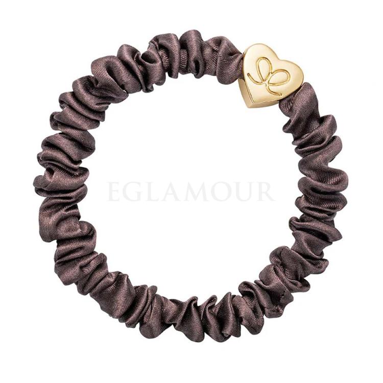 By Eloise London Skinny Silk Scrunchie Gold Heart Gumka do włosów dla kobiet 1 szt Odcień Mocha