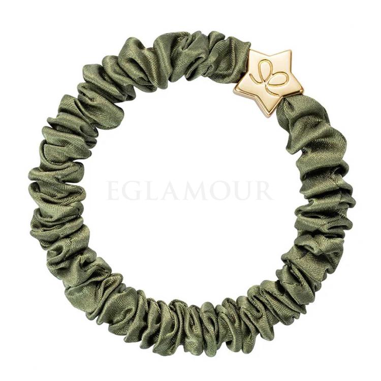 By Eloise London Skinny Silk Scrunchie Gold Star Gumka do włosów dla kobiet 1 szt Odcień Olive Green